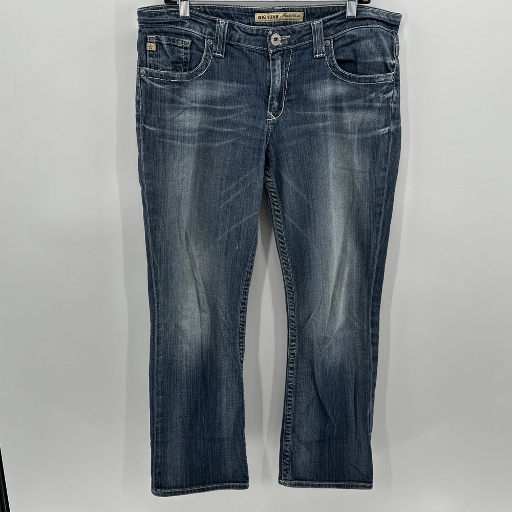 Big Star Maddie Boot Bootcut Mid Rise Dark Wash Jeans 32S Heavy‎ Stitch 36x29